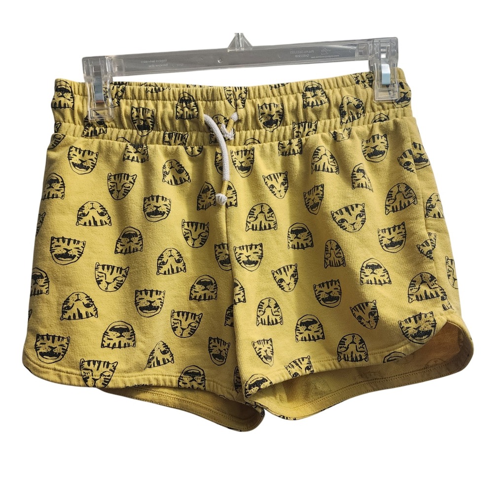 Cat and Jack Kids Yellow Tiger Face Print Drawstring Shorts Size XL 14 16